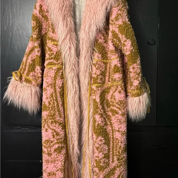 Free People Pink and Brown Teddy Jacket - Picture 2 of 7